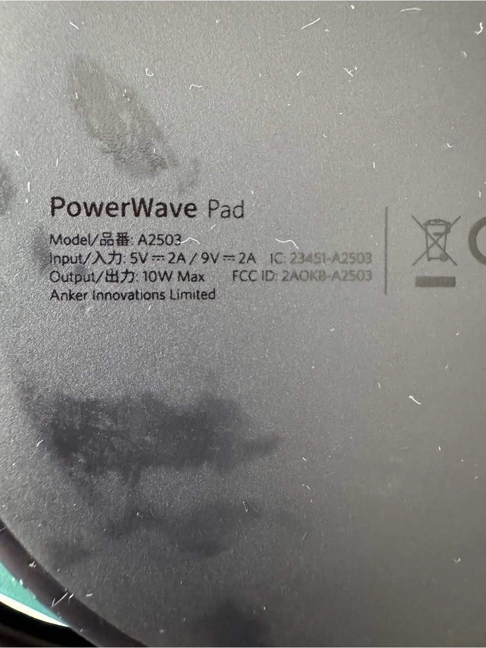 Anker 313 Wireless Charger (Pad) with USB Cable | Used